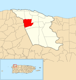 Location of Guerrero within the municipality of Isabela shown in red
