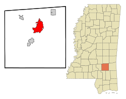 Location of Laurel in Mississippi