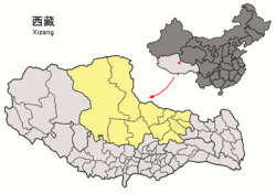 Location of Nagchu Prefecture within China