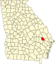 State map highlighting Evans County