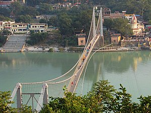 Ram Jhula Bridge across the Ganges at Muni Ki Reti, built in the 1980s