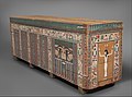 Image 97Coffin of Khnumnakht in 12th dynasty style, with palace facade, columns of inscriptions, and two Wedjat eyes (from Ancient Egypt)