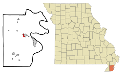 Location of Hayti Heights, Missouri