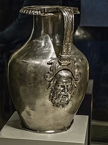 Silver Oinochoe with Silenus relief