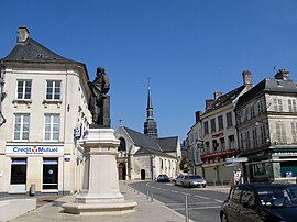 Main square with a statue of Alexandre Dumas père and church