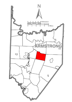 Map of Armstrong County, Pennsylvania, highlighting Valley Township