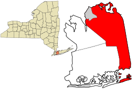 Location in the state of New York and Nassau County.