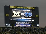 The new scoreboard before the stadium's first night game, Notre Dame vs. Michigan, September 10, 2011