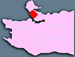 Location of the West End shown in red