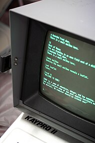 Computer monitor with text on it