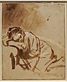 A young woman sleeping (c. 1654). Shows Rembrandt's calligraphic-style draughtsmanship.[105][106]