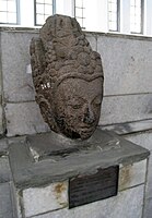 The stone head of Avalokiteśvara, discovered in Aceh. Srivijaya, estimated 9th century.