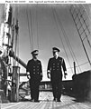 Hustvedt (right) with Admiral Royal E. Ingersoll (left) aboard USS Constellation (IX-20) at Newport, Rhode Island, while serving as Ingersoll's chief of staff, February 1942