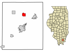 Location of Raleigh in Saline County, Illinois.