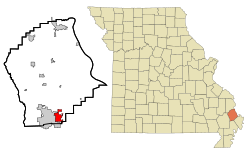 Location in Scott County and the state of Missouri