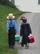Amish children on the way to school
