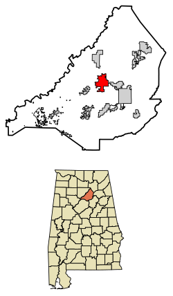 Location of Cleveland in Blount County, Alabama.