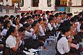 Image 35A group of Buddhist worshipers at Shwedagon Pagoda, an important religious site for Burmese Buddhists (from Culture of Myanmar)