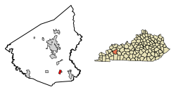 Location of Nortonville in Hopkins County, Kentucky.