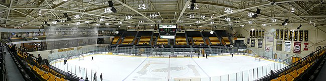 Panorama of John MacInnes Student Ice Arena showing recent improvements.