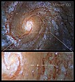 Messier 100 Hubble images centered on supernova SN 2019ehk