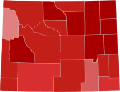 Image 35Party registration by Wyoming county (March 2023):   Republican ≥ 50%   Republican ≥ 60%   Republican ≥ 70%   Republican ≥ 80%   Republican ≥ 90% (from Wyoming)