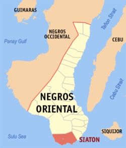 Map of Negros Oriental with Siaton highlighted