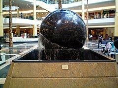 One of the two Granite Sorvikivi Floating Stone spheres at Somerset Collection North.