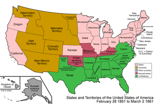 A map of the United States in 1861.
