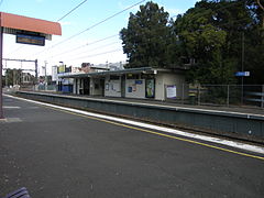 The former primary station building viewed from platform 2, April 2015