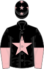 Black, pink star, halved sleeves, pink stars on cap