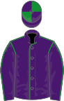 Purple, green seams, quartered cap