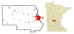 Location within Stearns County and the state of Minnesota