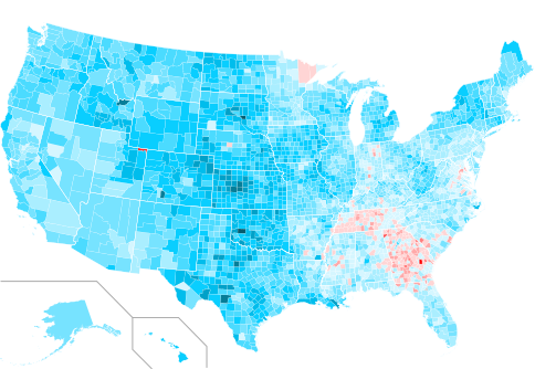 County swing from 1984 to 1988