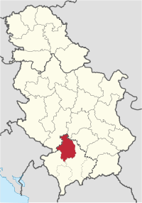 Location of Kosovska Mitrovica District (Kosovo) in Serbia
