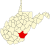 State map highlighting Greenbrier County