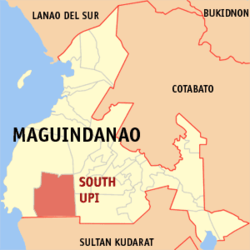 Map of Maguindanao del Sur with South Upi highlighted
