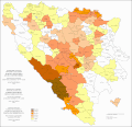 Share of Croats in Bosnia and Herzegovina by municipalities 1961