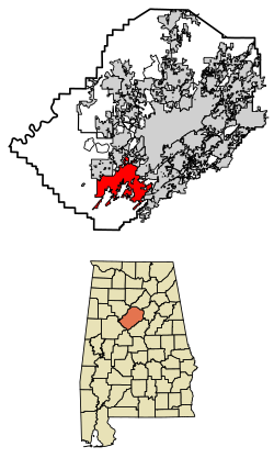 Location of Bessemer in Jefferson County, Alabama