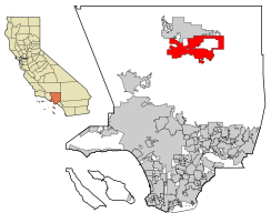 Location of Palmdale in Los Angeles County, California