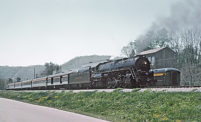 No. 2102 hauling an excursion train in Cass, West Virginia on May 2, 1971