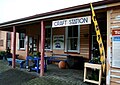 The Little River railway station on Banks Peninsula, these days used as a tourist information, craft shop and public toilets.