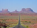 View of Monument Valley in Utah, looking south on US 163
