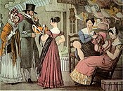 Paris millinery shop, France, 1822.