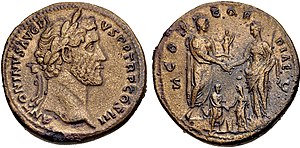 Coin commemorating the betrothal of Marcus Aurelius to his eventual wife Faustina.
