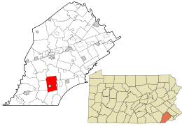 Location of London Grove Township in Chester County, Pennsylvania and in Pennsylvania