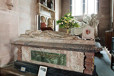 Monument to Alice Cholmondeley by Reginald Cholmondeley, Church of St Mary and St Andrew, Condover