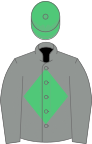 Grey, emerald green diamond and cap