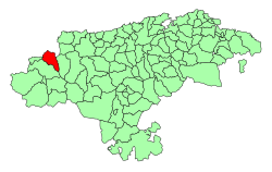 Location of Peñarrubia in Cantabria.