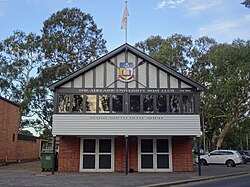 This is a photograph of the Barr Smith Boat Shed of the Adelaide University Boat Club.